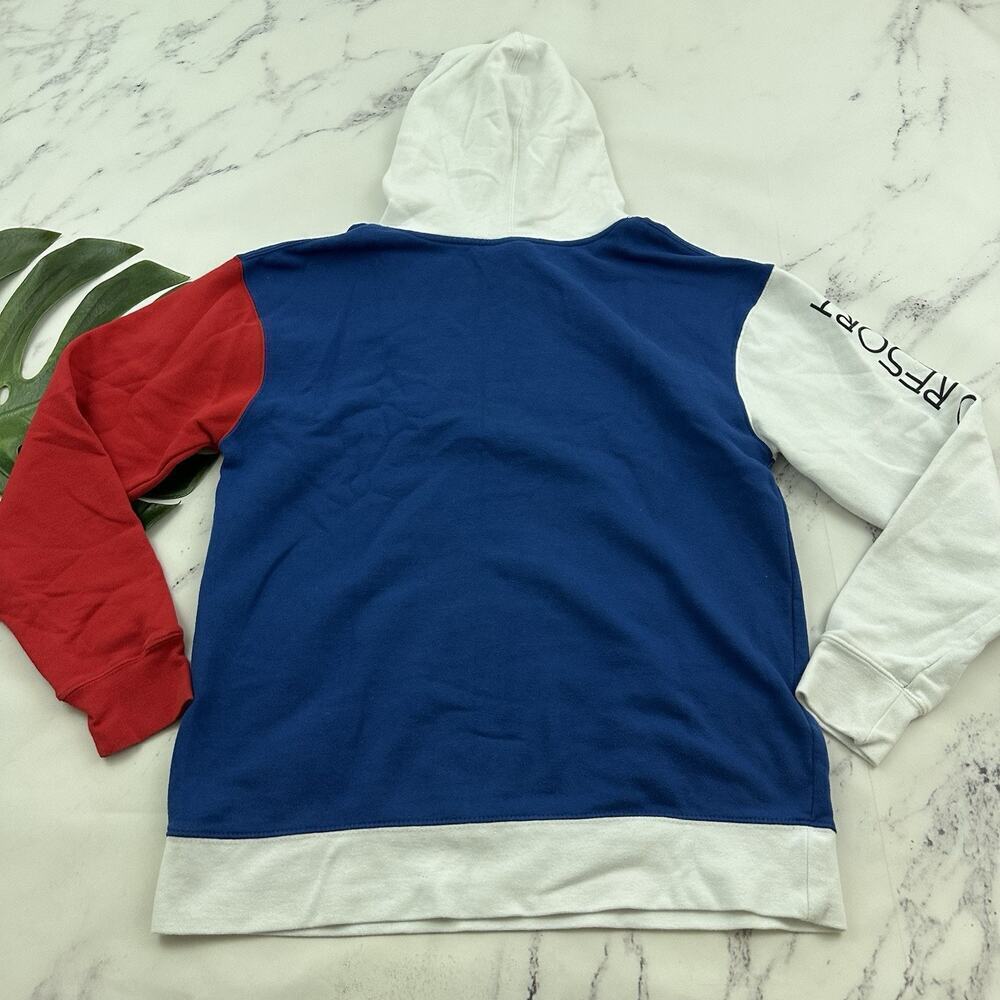Disneyland Mens Color Block Hoodie Sweatshirt Size M Blue Red Mickey Pullover - Picture 8 of 12